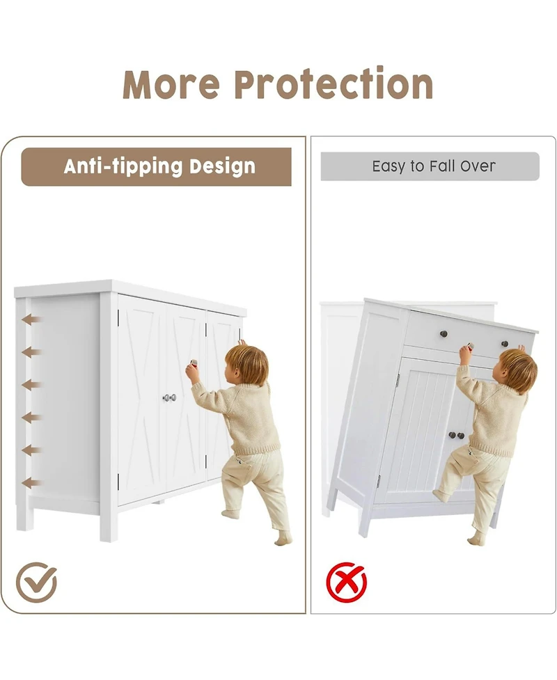 gaomon 35" Wood Farmhouse 4-Tier Shoe Cabinet