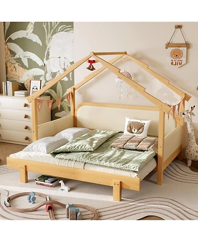 Streamdale Furniture Streamdale Twin Size Wood Treehouse Bed with Soft Cushion Rails