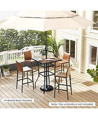 Gymax 27.5 Inches Patio Bar Table 1.5'' Umbrella Hole Metal Frame for Garden Outdoor