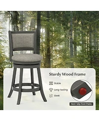 Gymax Swivel Bar Stools Set of w/ Soft-padded Back and Seat Sturdy Wooden Frame
