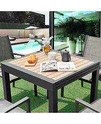 Gymax 31.5''-63'' Extendable Patio Table L-shaped Brace Included for Fixation Outdoor