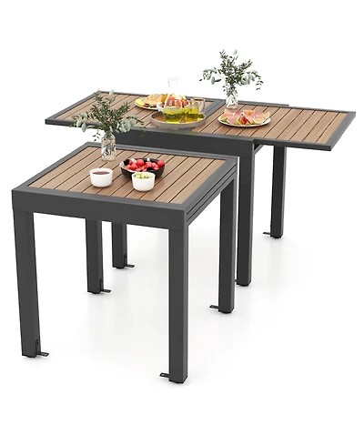 Gymax 31.5''-63'' Extendable Patio Table L-shaped Brace Included for Fixation Outdoor