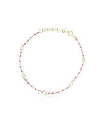 The Lovery Enamel Bead Cz Chain Bracelet 14K Gold Plated Sterling Silver