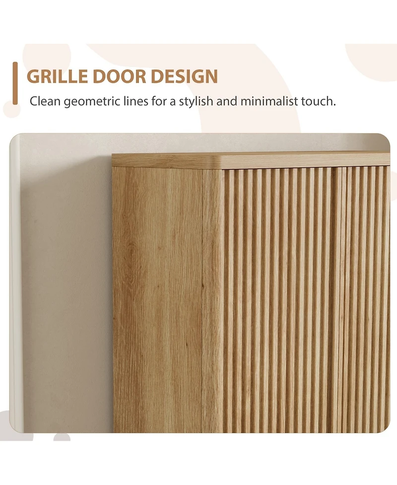 homfan 5 Tier Shoe Cabinet with Fluted Door, 13.7 x 31.6 41.5