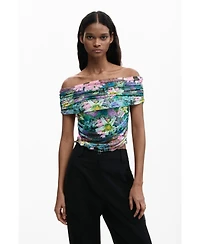 Desigual Women's Floral boat neck t-shirt