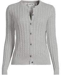 Lands' End Women's Cotton Pointelle Modern Cardigan Sweater