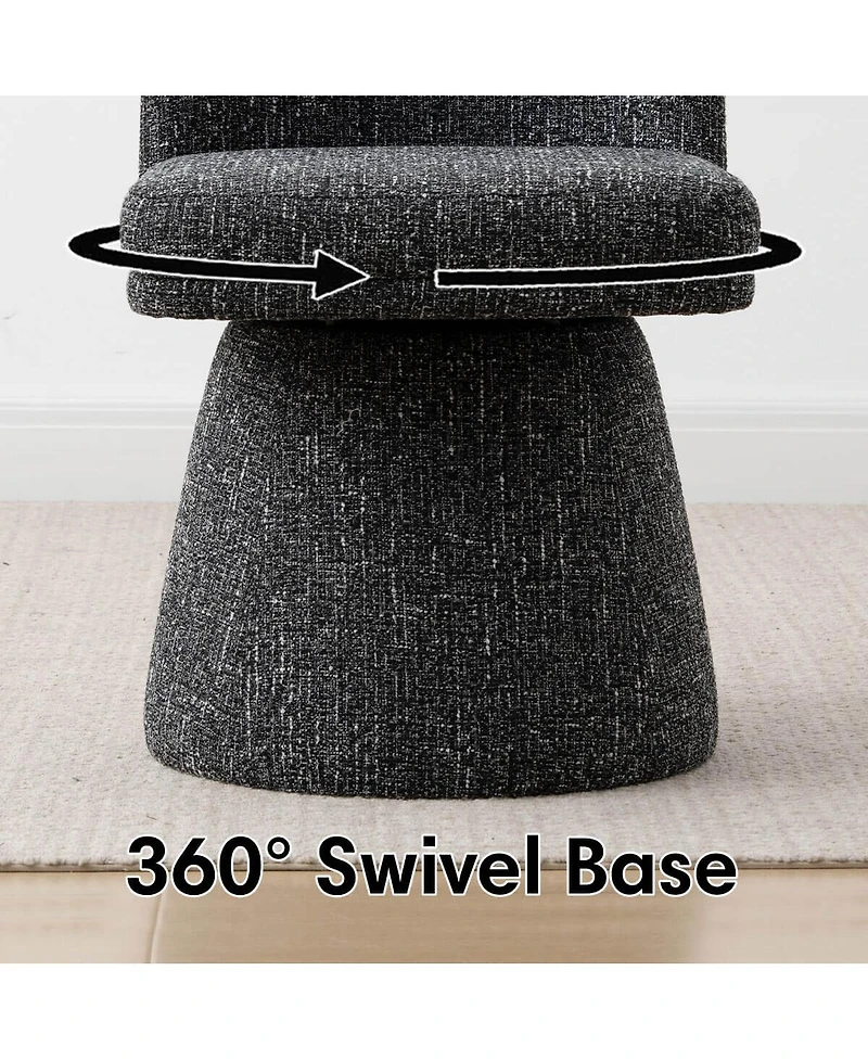 Maison Boucle Textured Upholstered Swivel Dining Side Chair, Armless 1 Piece
