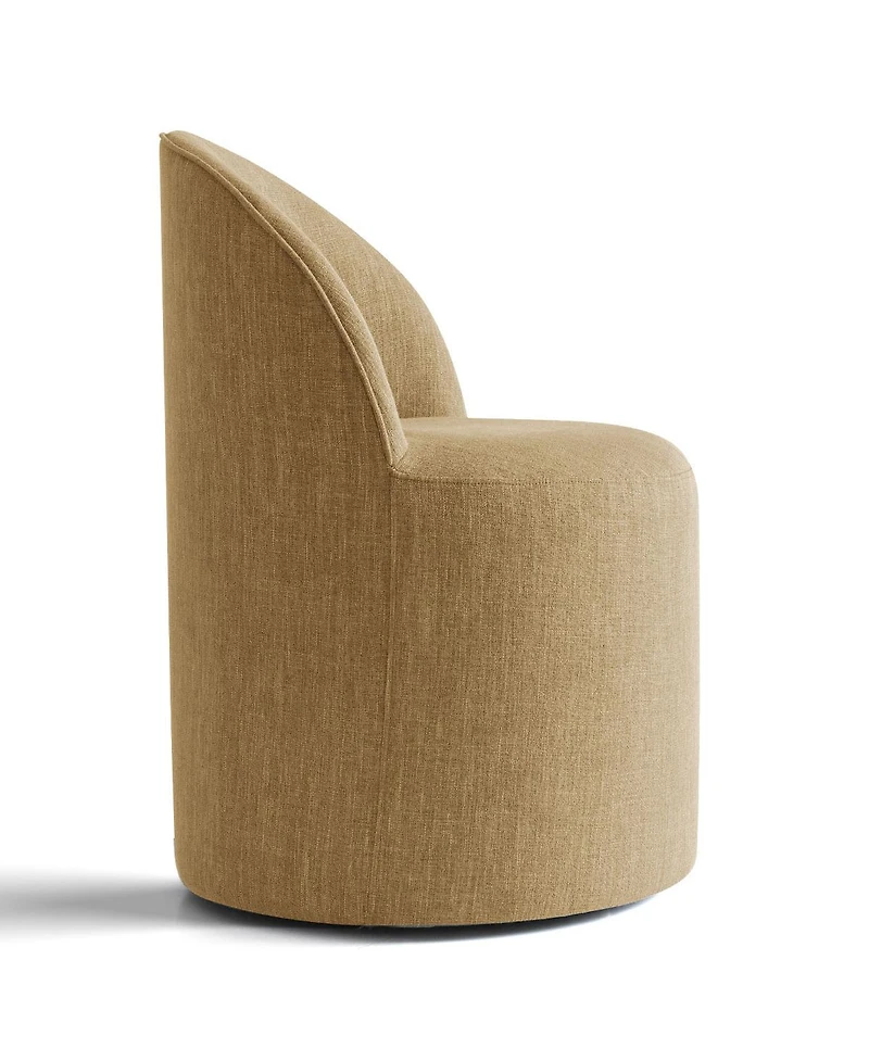 Maison Boucle Linen Upholstered Rolling Dining Chair with Casters Swivel 1 Piece