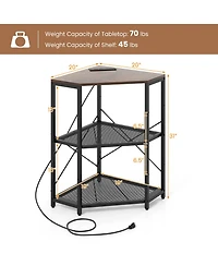 Sugift Corner Printer Stand with Power Outlet and Adjustable Shelf