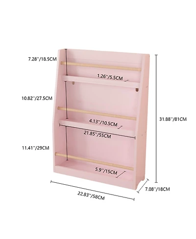Jujabu 3-Tier Kids Book Rack Bedroom Playroom Classroom Organizer