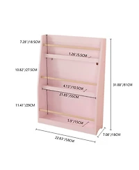 Jujabu 3-Tier Kids Book Rack Bedroom Playroom Classroom Organizer