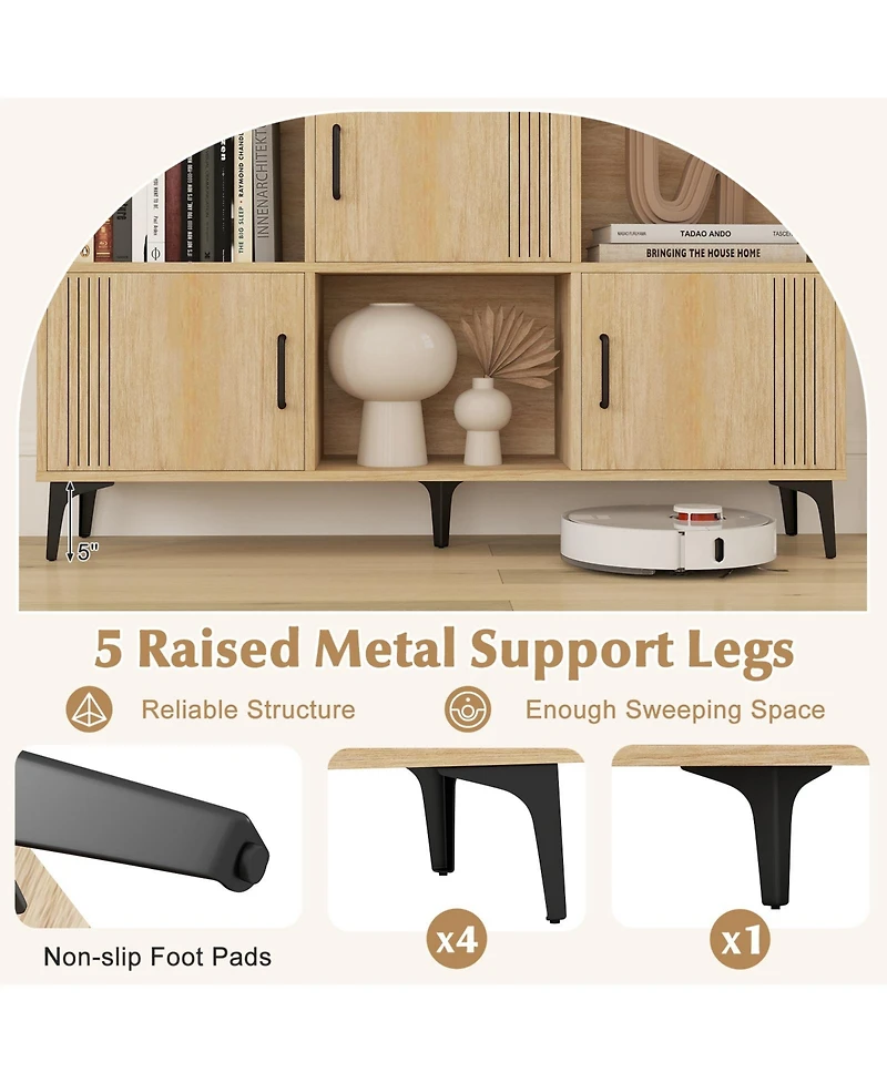 Sugift Sideboard Storage Cabinet with Doors and Open Compartments