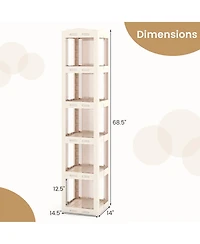 Sugift Five Tier Foldable Rotating Bookshelf with 360 Degree Swivel Base
