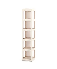 Sugift Five Tier Foldable Rotating Bookshelf with 360 Degree Swivel Base