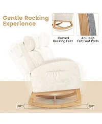 Gouun Upholstered Chenille Rocker Armchair with Rubber Wood Frame