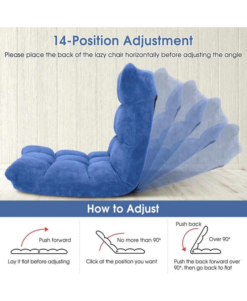 Gouun 14-Position Adjustable Cushioned Floor Chair with Steel Frame