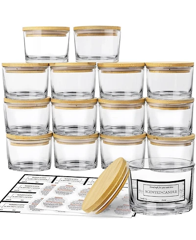 Gnuadz Glass Candle Jars with Airtight Lids 15 Pack