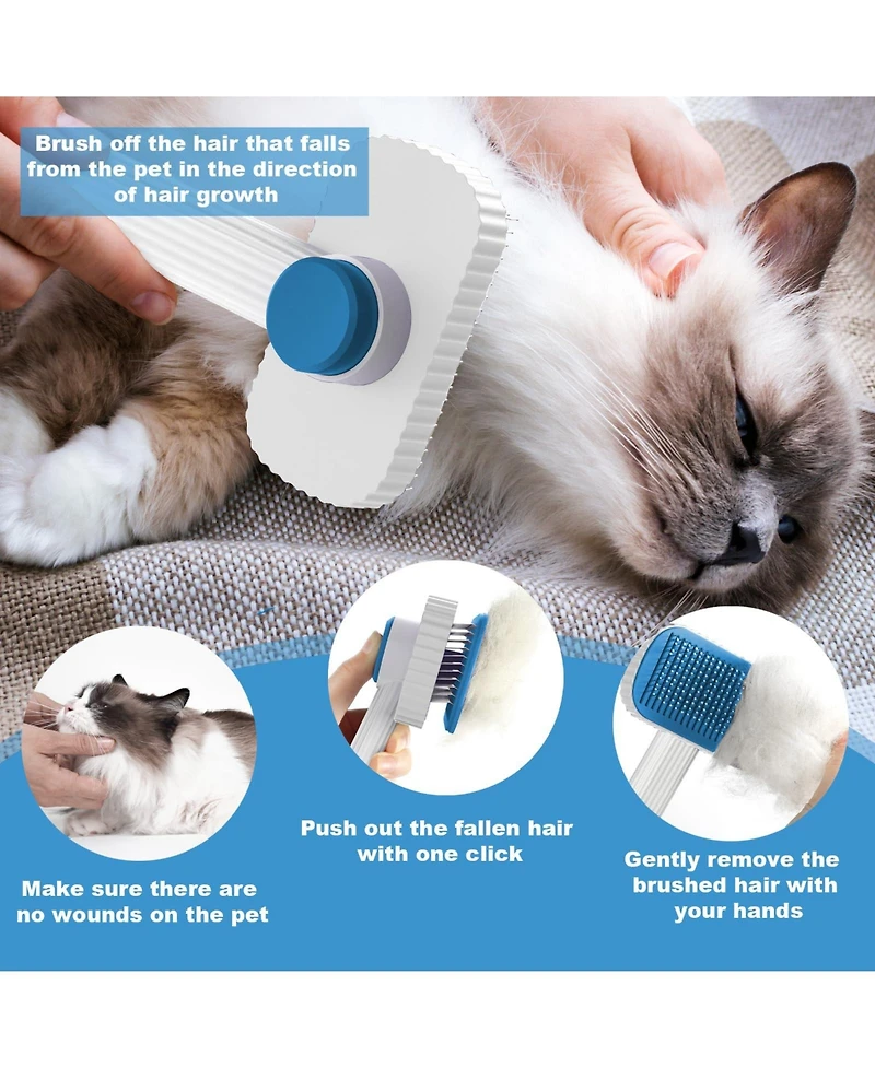 Aronkl Cat Brush for Long Short Haired Cats Remove Loose Mats Rounded Pins Skin Friendly Easy Clean Grooming Tool