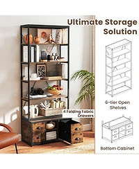 Sugift Eight Tier Bookshelf with Fabric Drawers and Metal Frame