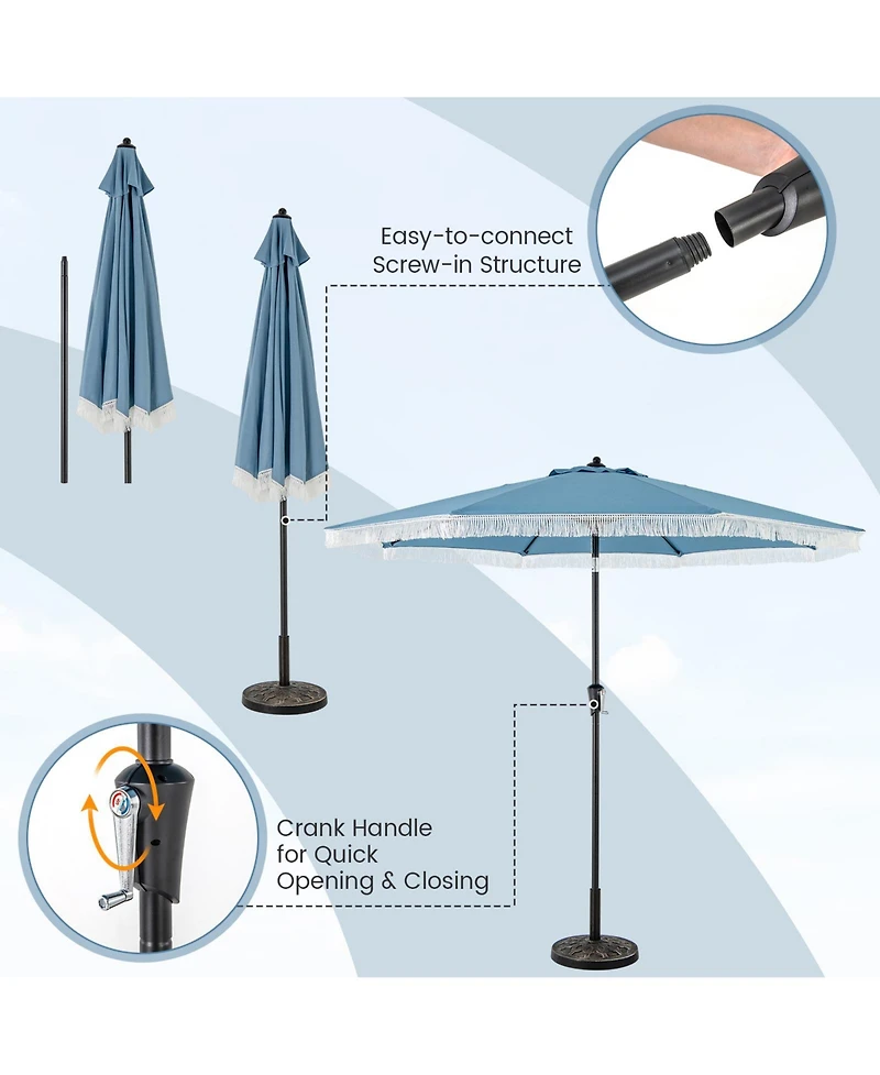 Sugift 9 ft Patio Umbrella with Sun Protective Canopy