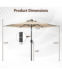 Sugift 7.5 ft Solar Powered Patio Umbrella with Led Lights and Crank