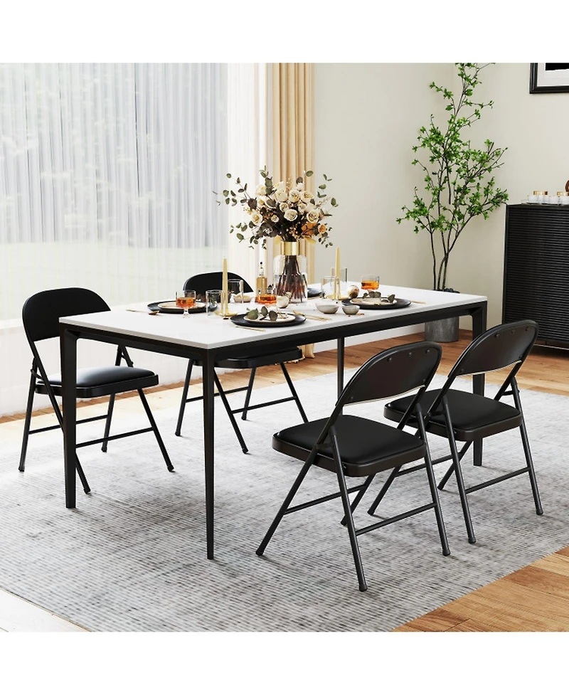 Gouun Padded Folding Chairs 2-Pack with Reinforced Metal Frame