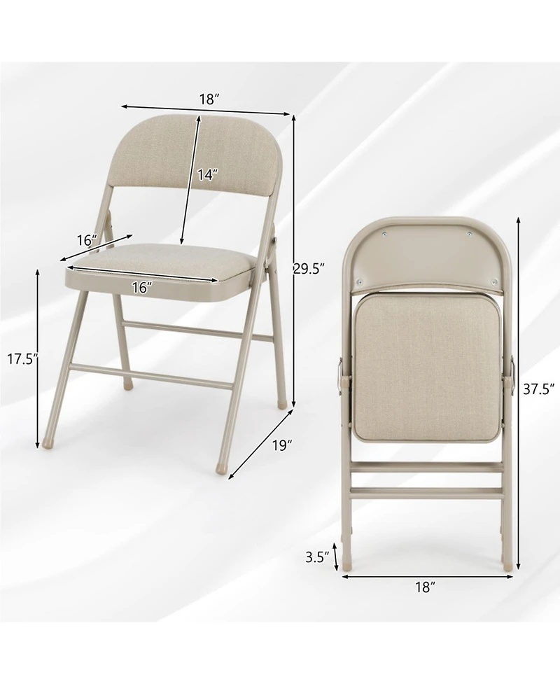 Gouun Foldable Padded Chair Set of 6 with Fabric Backrest and Metal Frame