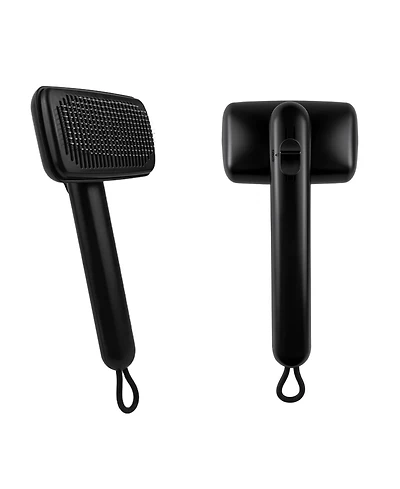 Aronkl Self Cleaning Deshedding Cat Brush Adjustable 2 Level Pins One Click Ergonomic Handle For Small Pets