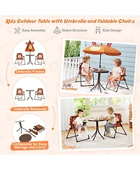 Sugift 4 Pieces Kids Picnic Set with 2 Folding Chairs and Height Adjustable Umbrella