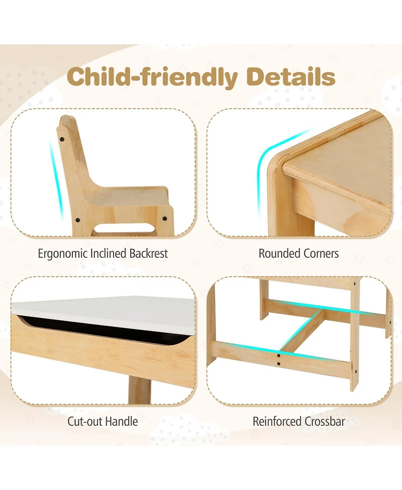 Sugift 3 in 1 Kids Table and Chair Set with Removable Tabletop and 2 Storage Drawers