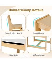 Sugift 3 in 1 Kids Table and Chair Set with Removable Tabletop and 2 Storage Drawers