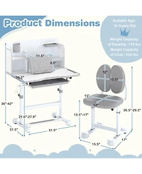 Sugift Kid's Study Desk and with Tilt Desktop and Pen Holder