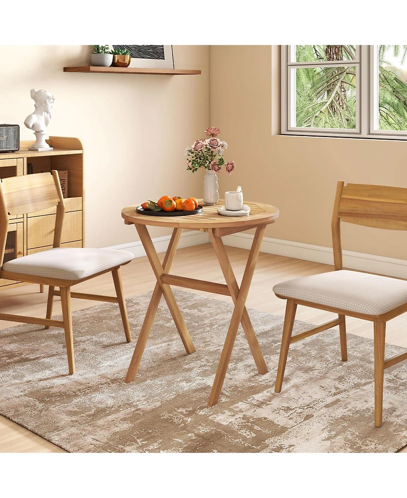 sumyeg Outdoor Side Table with Slatted Top and X-Shaped Frame