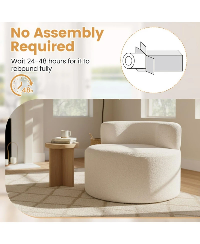 Gouun Moon-Shaped Floor Sofa Chair with Soft Teddy Fleece