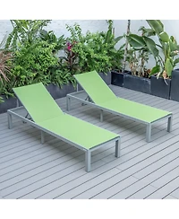 LeisureMod Marlin Patio Chaise Lounge Chair With Aluminum Frame, Set of 2