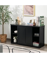 Sugift Kitchen Storage Cabinet with Sliding Door and Shelves