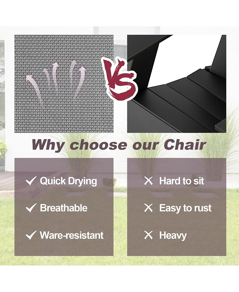 Gymax Set of 4 Folding Sling Chairs Portable chair w/ Dining Armrest Backrest Patio