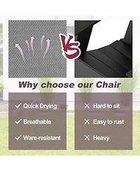 Gymax Set of 4 Folding Sling Chairs Portable chair w/ Dining Armrest Backrest Patio