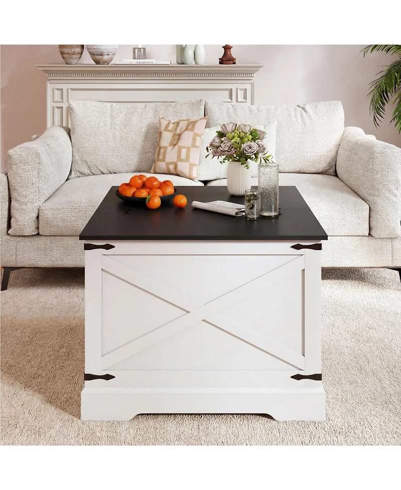 Slickblue Lift Top Coffee Table Farmhouse Hidden Storage Compartment