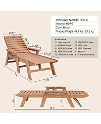 Sugift Outdoor Chaise Lounge Chair 400 lbs Capacity 6-Position Adjustable Hdpe