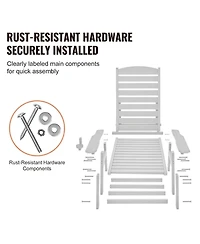 Sugift Adjustable Hdpe Patio Chaise Lounge Chair with 400 lbs Capacity