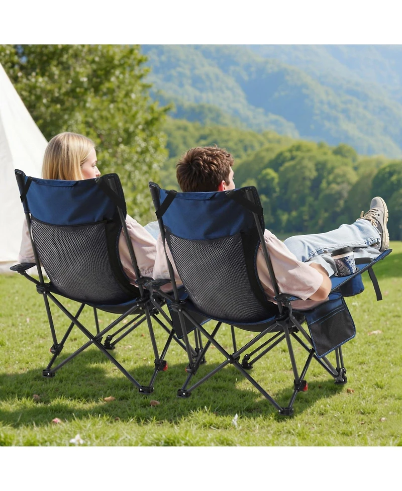 Sugift Reclining Camping Chair 4 Adjustable Positions Folding Lounger with Footrest