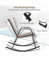 Gymax Set of 2 Metal Rocking Chair Heavy-Duty Rocker Outdoor Anti-Slip Patio