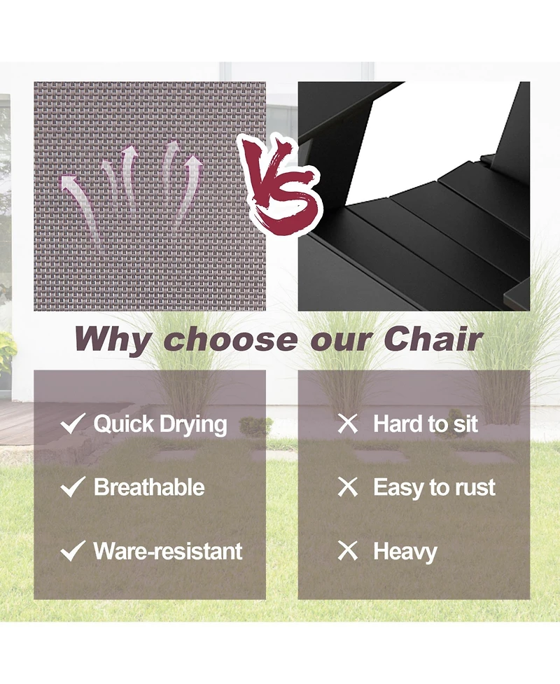 Gymax Set of 4 Portable Folding Sling Chairs Dining Armrest Backrest Outdoor Patio