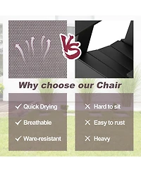 Gymax Set of 4 Portable Folding Sling Chairs Dining Armrest Backrest Outdoor Patio