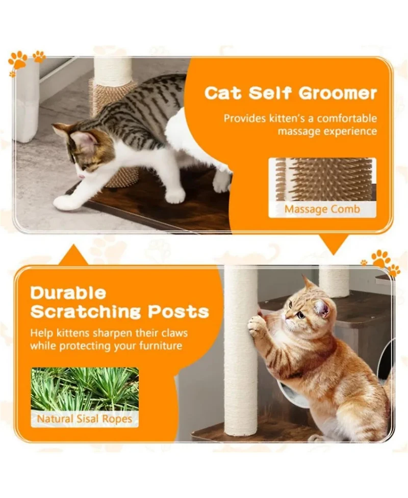 Zeus & Ruta 7 Layer Wooden Cat Activity Hub with Sisal Posts, Cozy Condo and Playful Platforms