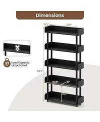 Slickblue 5 Tier Industrial Open Bookshelf Storage Unit for Home Office