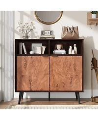 gaomon Farmhouse Sideboard Buffet Cabinet with Storage, Wood Kitchen Cabinet with Open Shelves