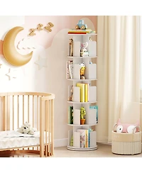 Sugift Five Tier Rotating Bookshelf with Dividers and Safety Baffles