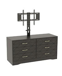 gaomon 6 Drawer Tv Stand Dresser for 32-80 Inch TVs, Wood Entertainment Center with Adjustable Mount.